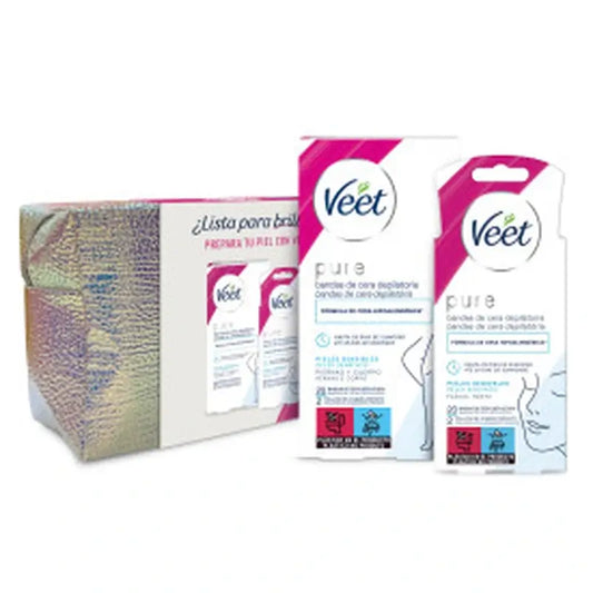 VEET Pure Toilet Bag Tiras de cera depilatória (20 faciais + 20 corporais)