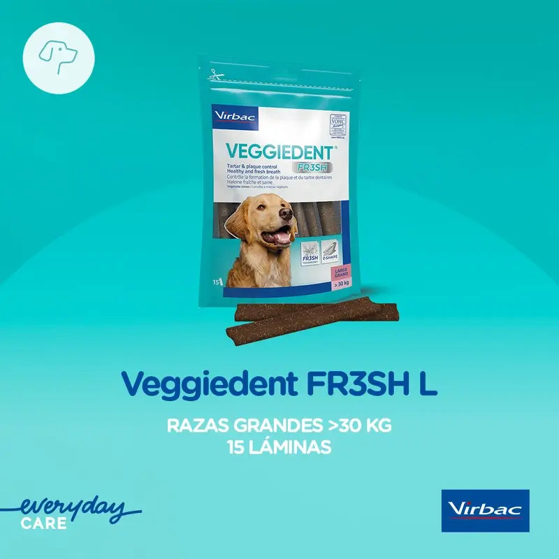 Virbac Veggiedent Fr3sh L, Snacks Dentários para Cães de Raças Grandes