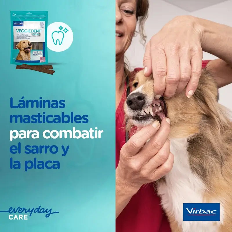 Virbac Veggiedent Fr3sh L, Snacks Dentários para Cães de Raças Grandes