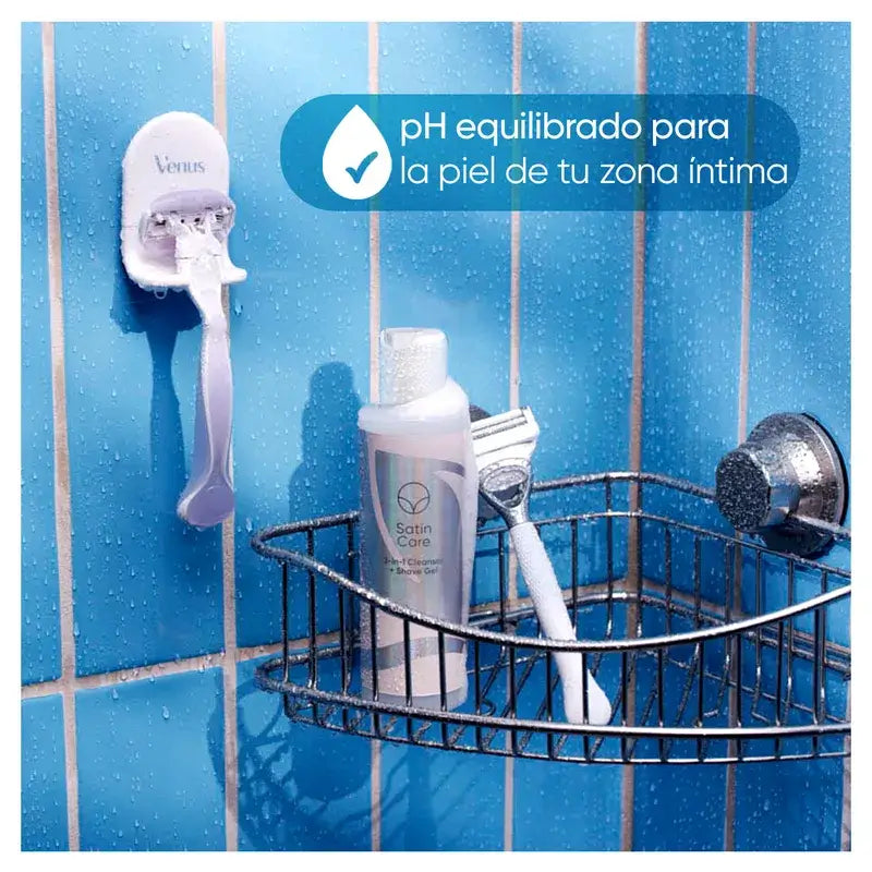 Venus Satin Care Gel de limpeza 2 em 1 + depilação da zona íntima, 190 ml