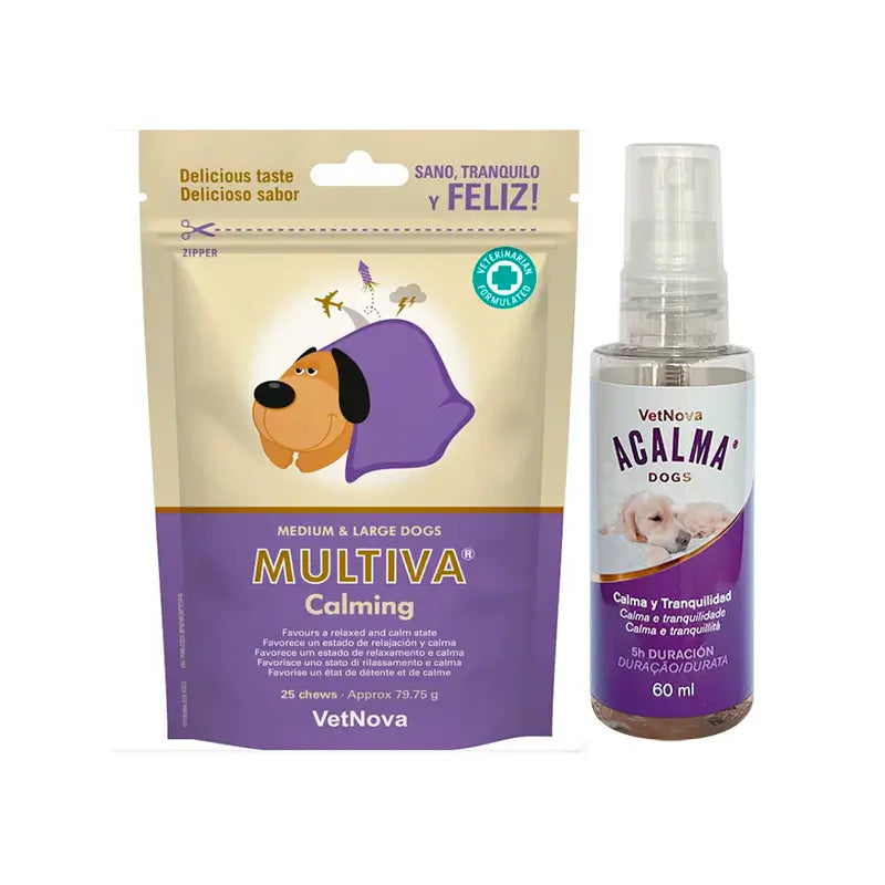 Vetnova Pack Cães médios e grandes, Multiva Calming + Acalma spray 60ml