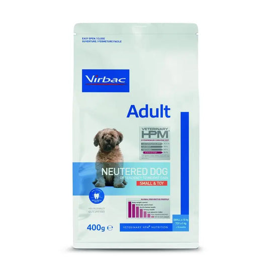 Virbac Hpm Adult Dog Neutered Small & Toy 400g, alimento para cães