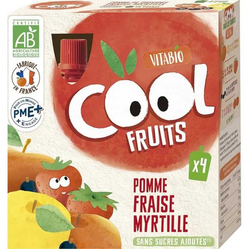 Vitabio Cool Fruits Maçã, Morango e Mirtilo 90 Gr, 4 unidades