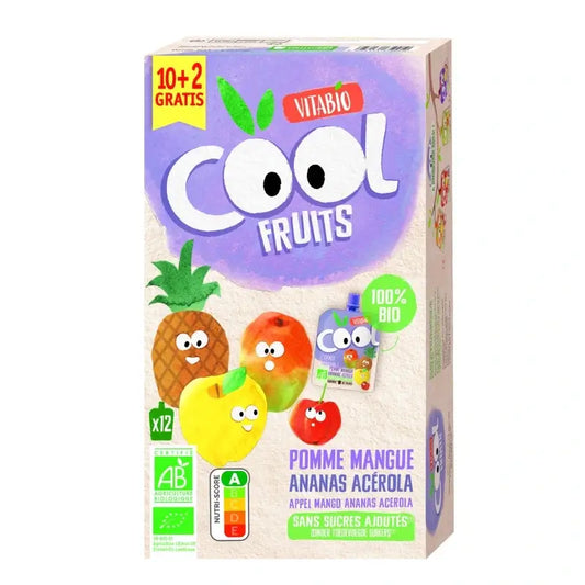 Vitabio Cool Fruits Maçã, Manga e Ananás 90 Gr, 12 unidades