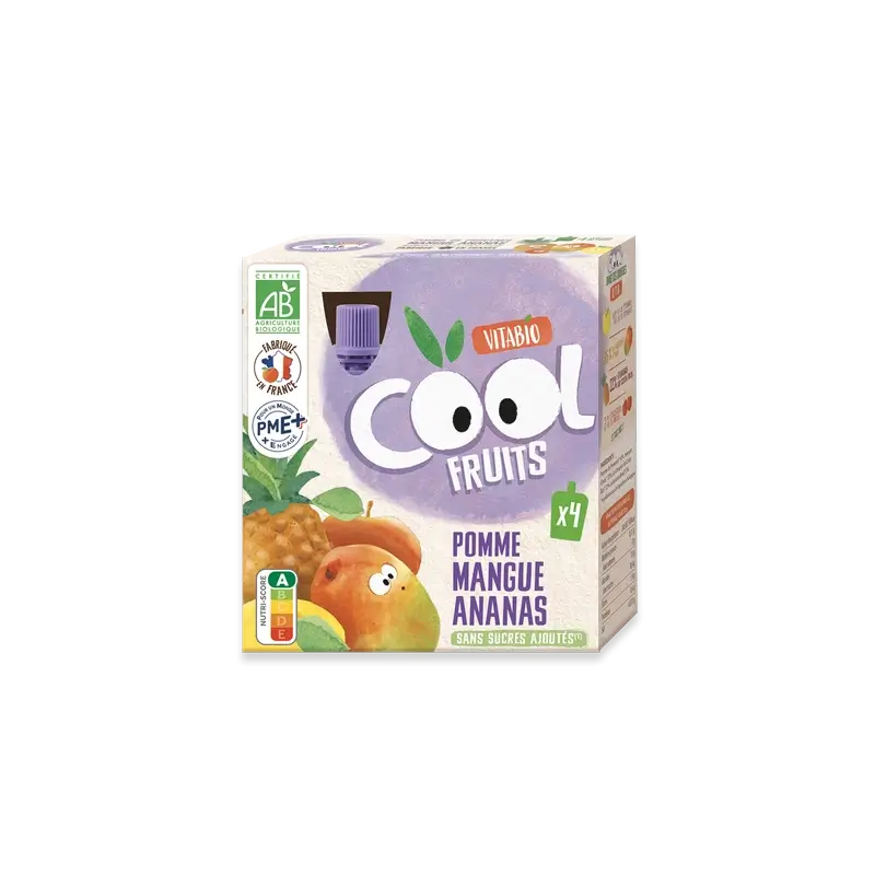 Vitabio Cool Fruits Maçã, Manga e Ananás 90 Gr, 4 unidades