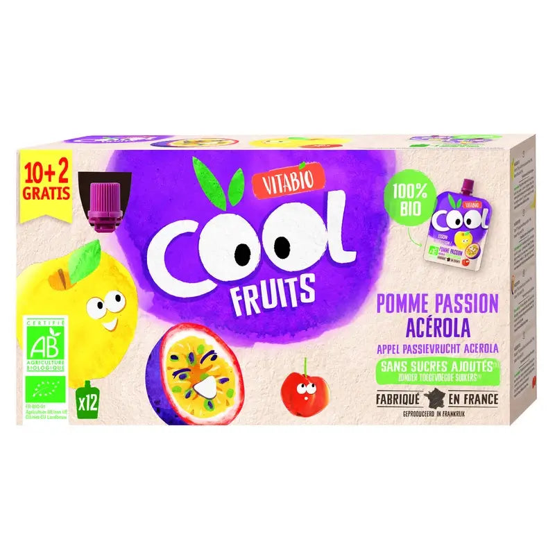 Vitabio Cool Fruits Maçã e Maracujá 90 Gr, 12 unidades