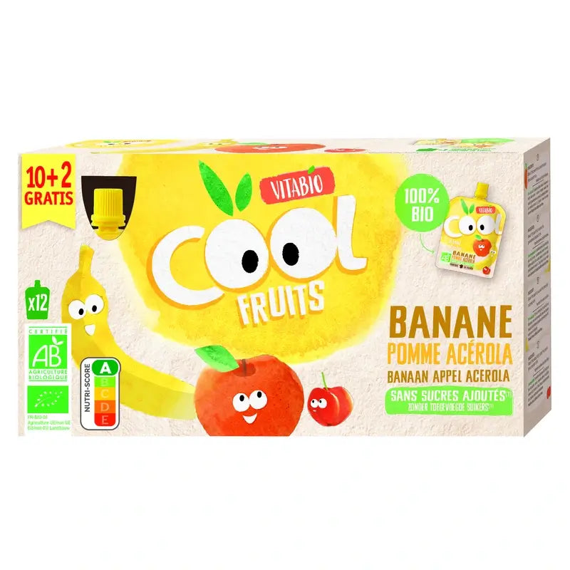 Vitabio Cool Fruits Maçã e Banana 90 Gr, 12 unidades