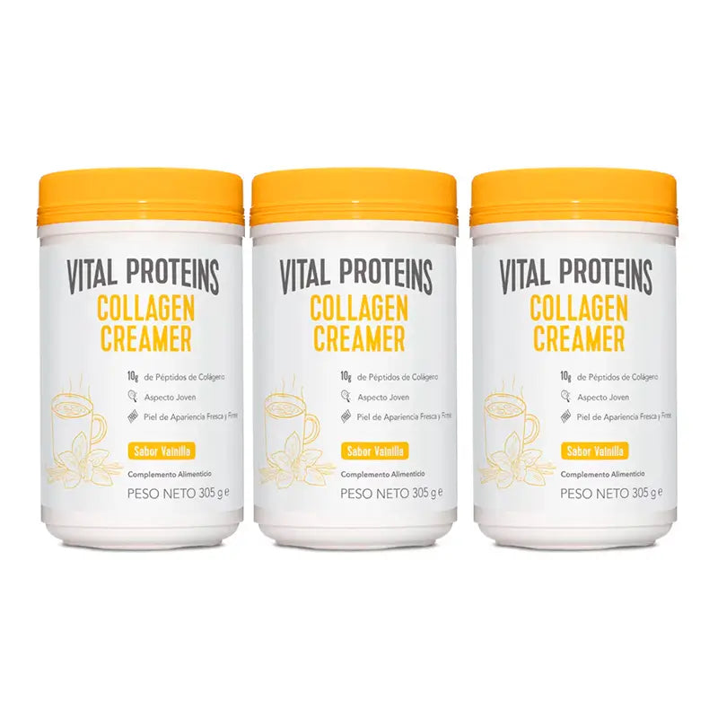 Vital Proteins Triplo Creme de Colagénio em Pó Sabor Baunilha 3x 305g