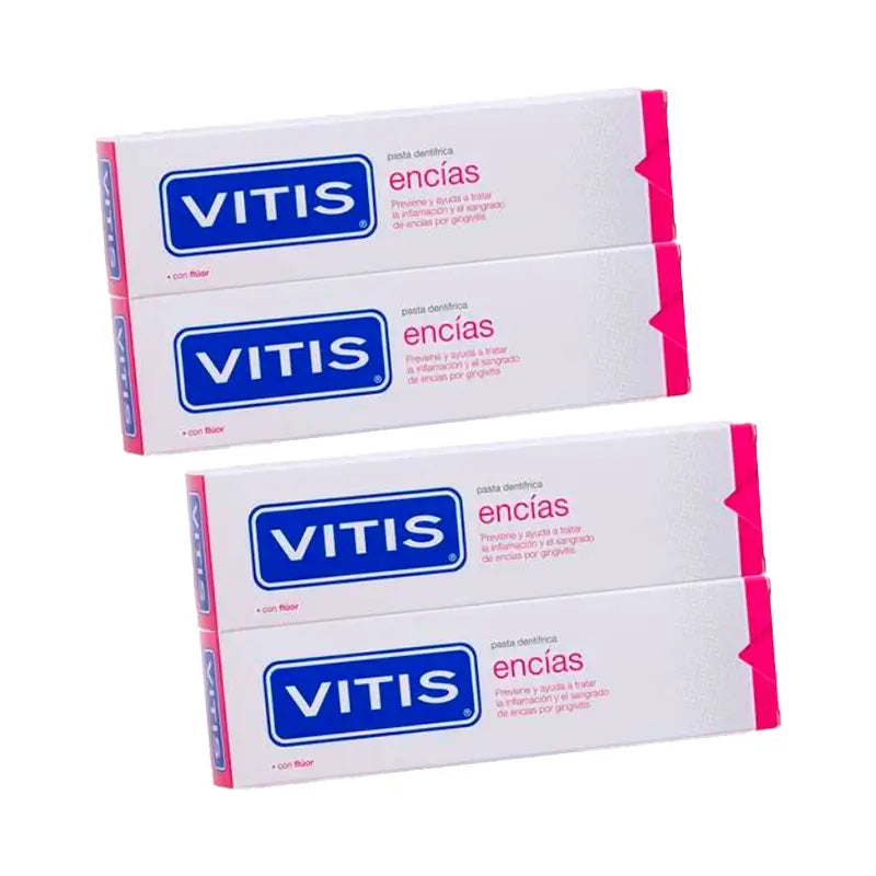 Vitis Pack Pasta de dentes Gomas, 4 x 150 Ml