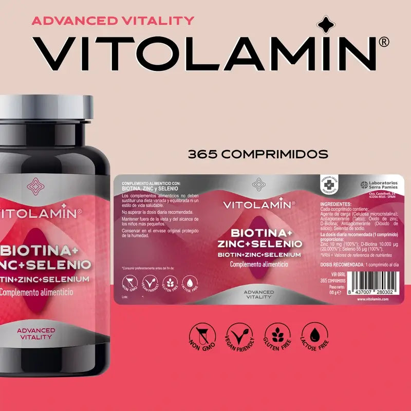 Vitolamin Biotina+ Zinco+ Selénio 365 comprimidos