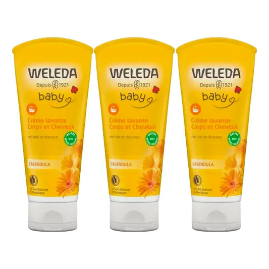 Weleda Baby Champô e Gel de Banho Calêndula , 3 x 200 ml