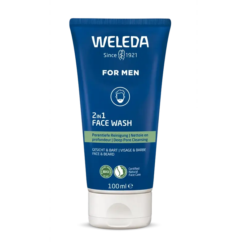 Weleda Gel de Limpeza 2 em 1 para Rosto e Barba para Homem, 100 ml