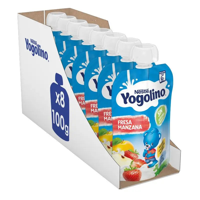 Yogolino Saqueta de morango e maçã sem açúcar, 100g x 8 unidades