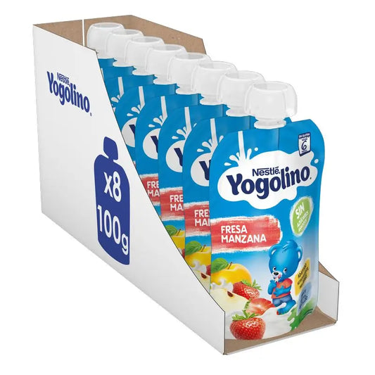 Yogolino Saqueta de morango e maçã sem açúcar, 100g x 8 unidades