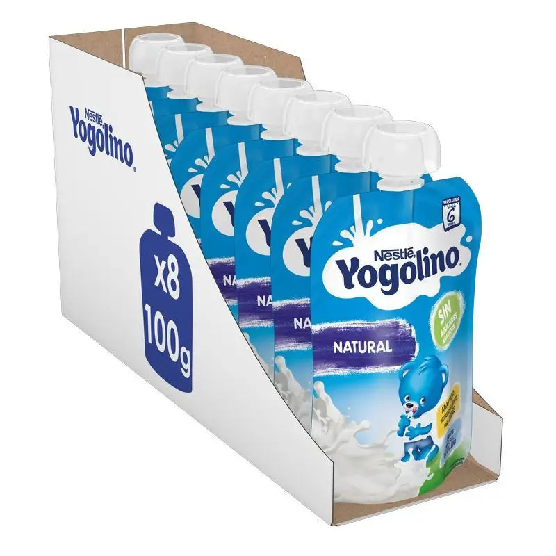 YOGOLINO Pacote de saquetas naturais sem açúcar, 100g x 8 unidades