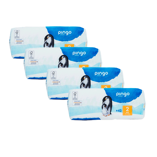 Pingo Pack 4X Fralda Ecológica Tamanho 2 Mini, 42 unidades.