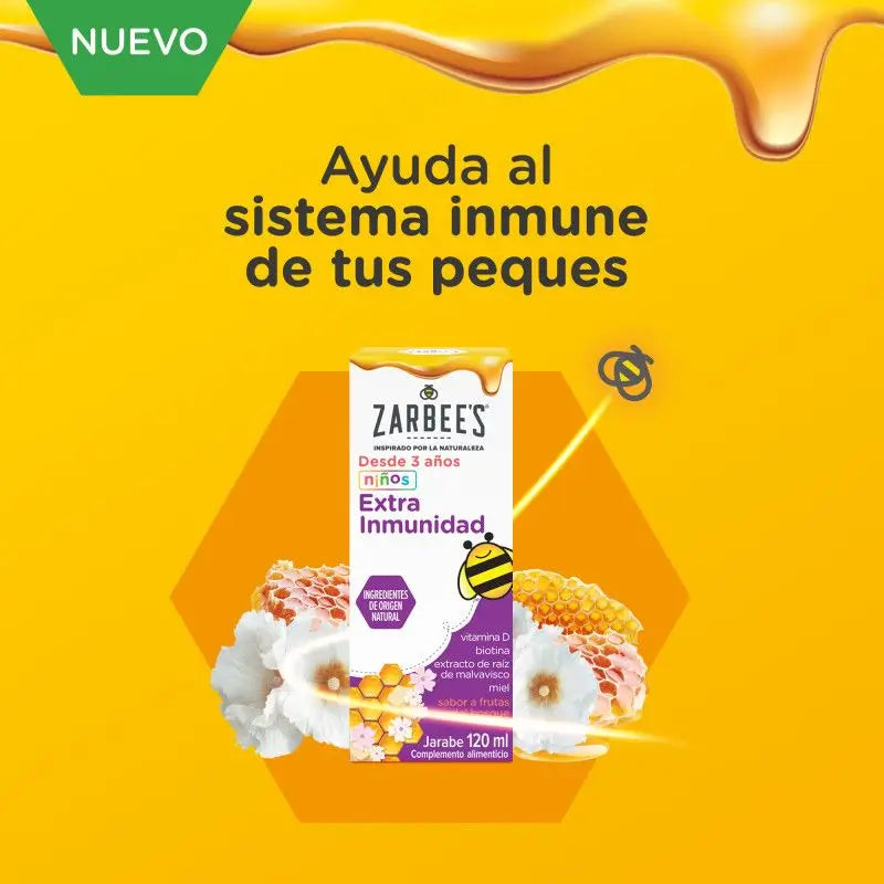 Zarbee's Xarope de Imunidade Extra para Crianças com Mel, Extrato de Raiz de Marshmallow e Vitamina D , 120 ml