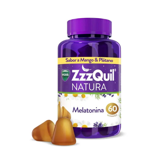 gummies ZzzQuil NATURA Banana & Manga Melatonina 1mg e Valeriana, 60 unidades